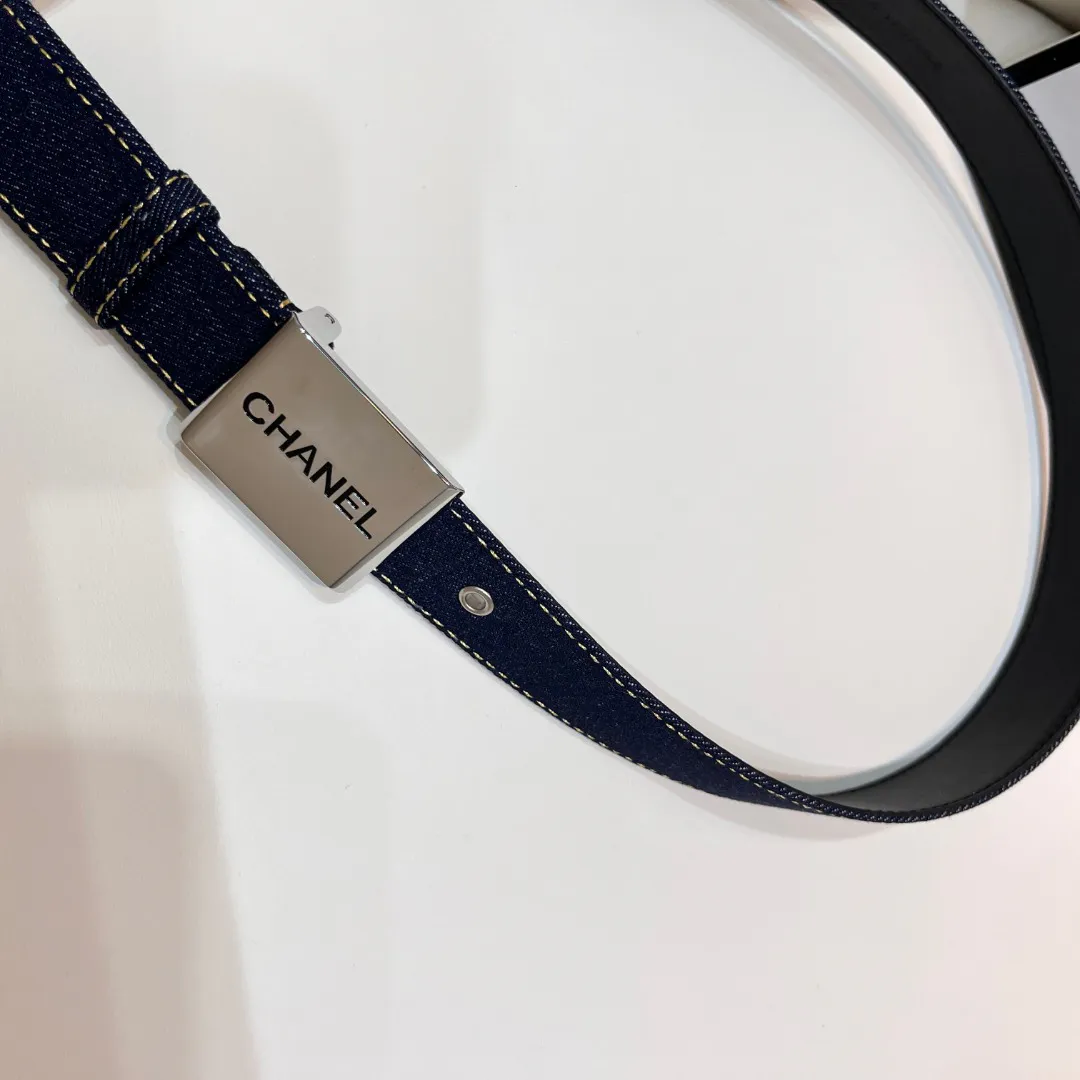 CHANEL Pre-Owned 1990s CC Turn-lock denim belt — image 2