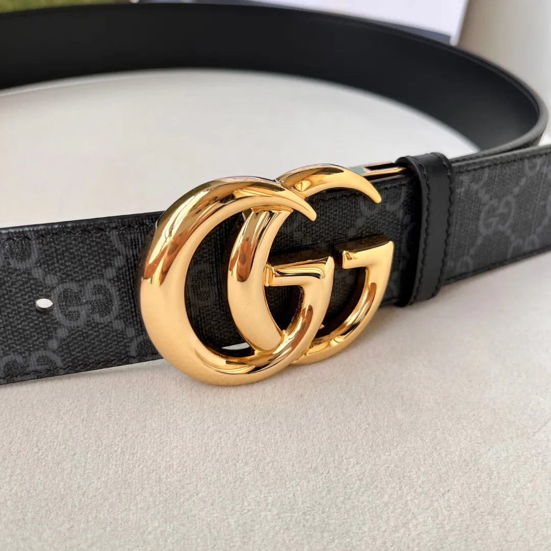 WIDE LEATHER BELT WITH DOUBLE G BUCKLE — image 2