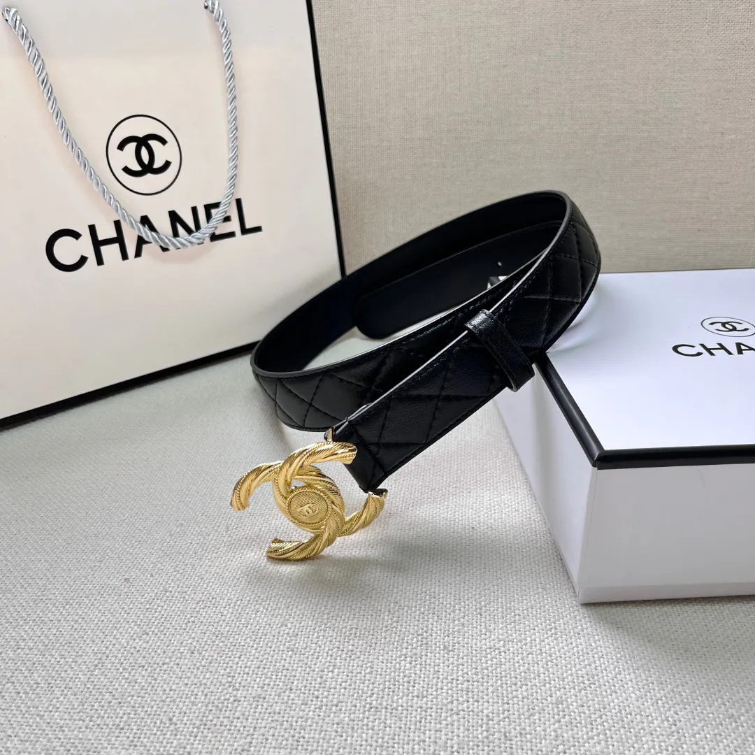 Chanel Gold Chain &amp; Black Quilted Leather CC Belt — image 5
