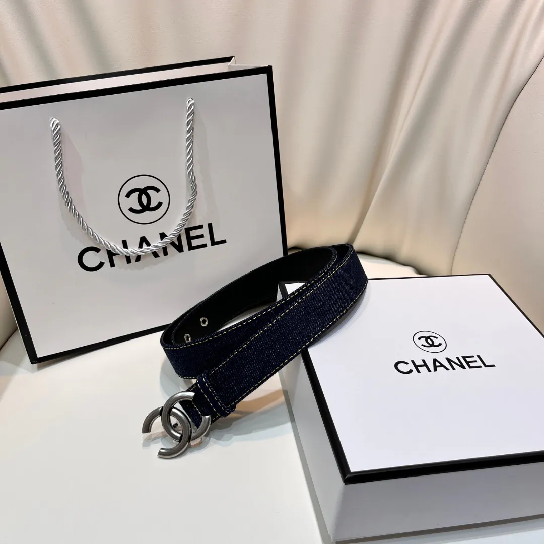 CHANEL Pre-Owned 1990s CC Turn-lock denim belt — image 9
