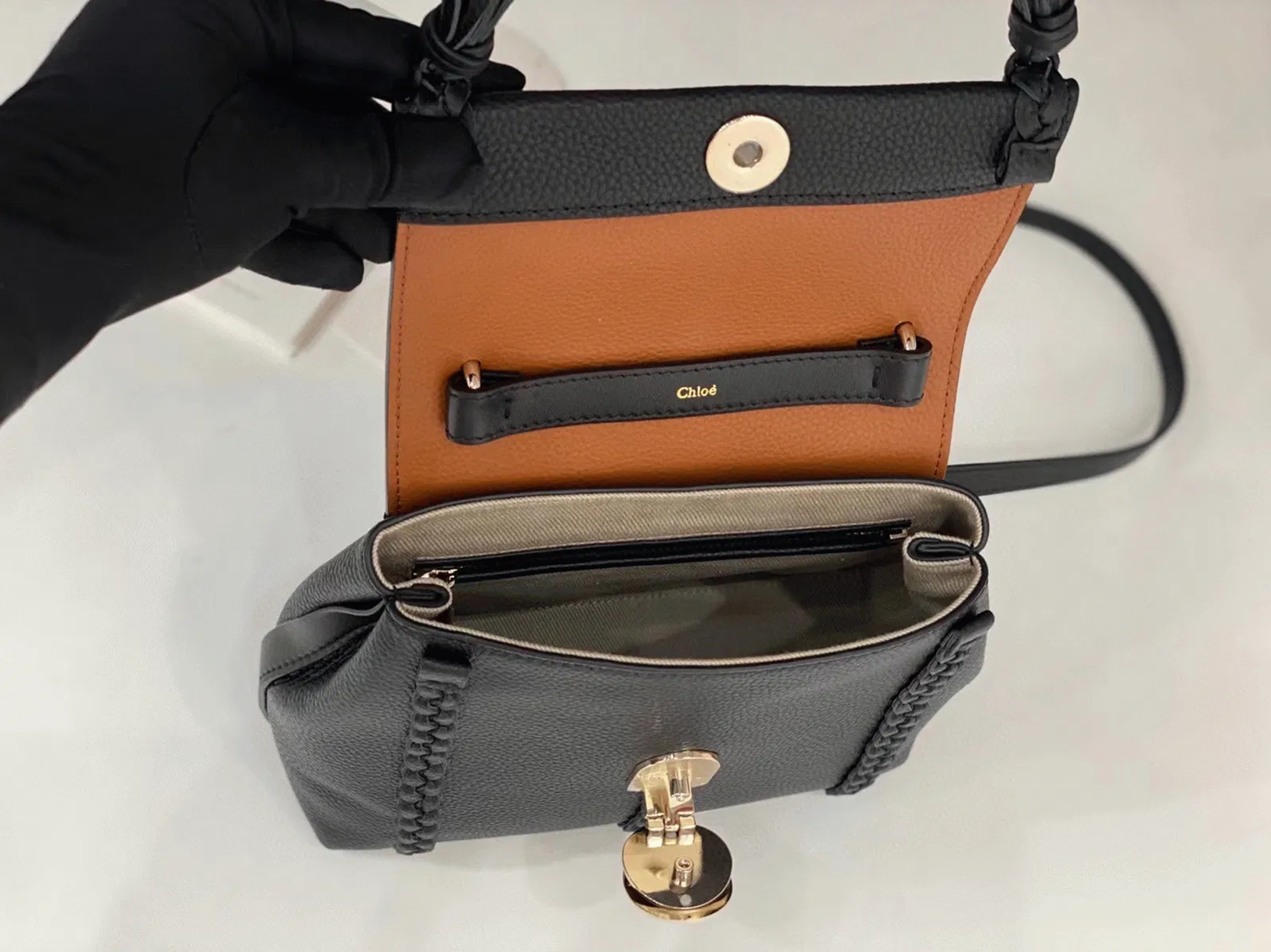 Top Quality Replica Chloe Penelope Small Shoulder Bag in Black Grained Calfskin — image 3