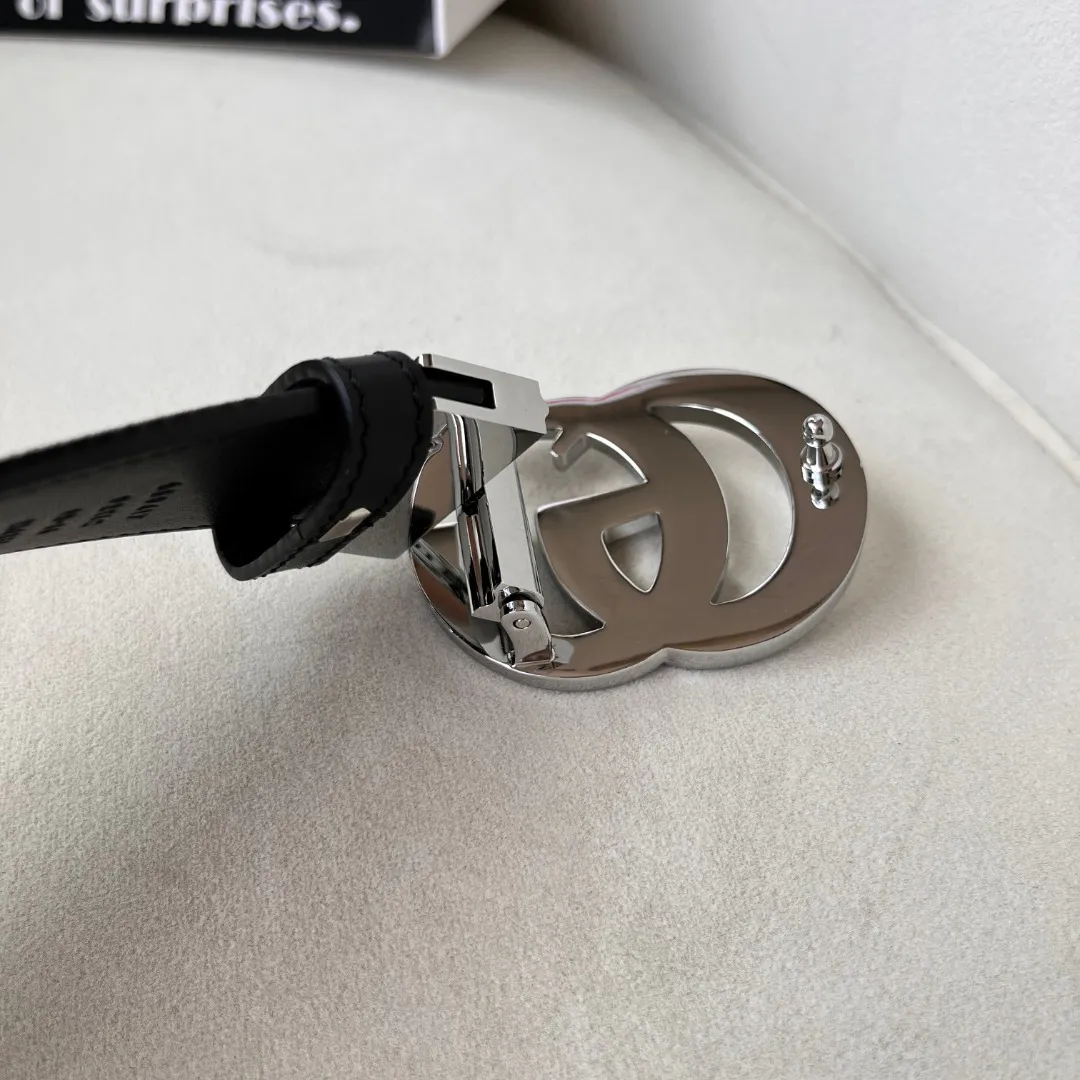 WIDE LEATHER BELT WITH DOUBLE G BUCKLE — image 5