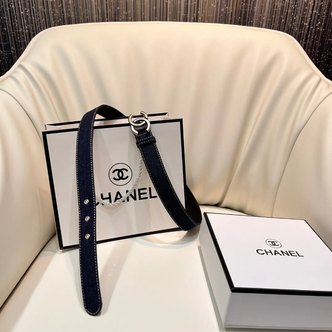 CHANEL Pre-Owned 1990s CC Turn-lock denim belt — image 5
