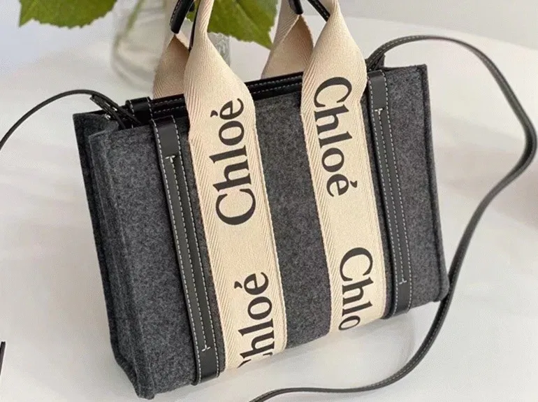 Top Quality Knockoff Previous Previous Chloe Small Woody Tote Bag In Grey Felt — image 5