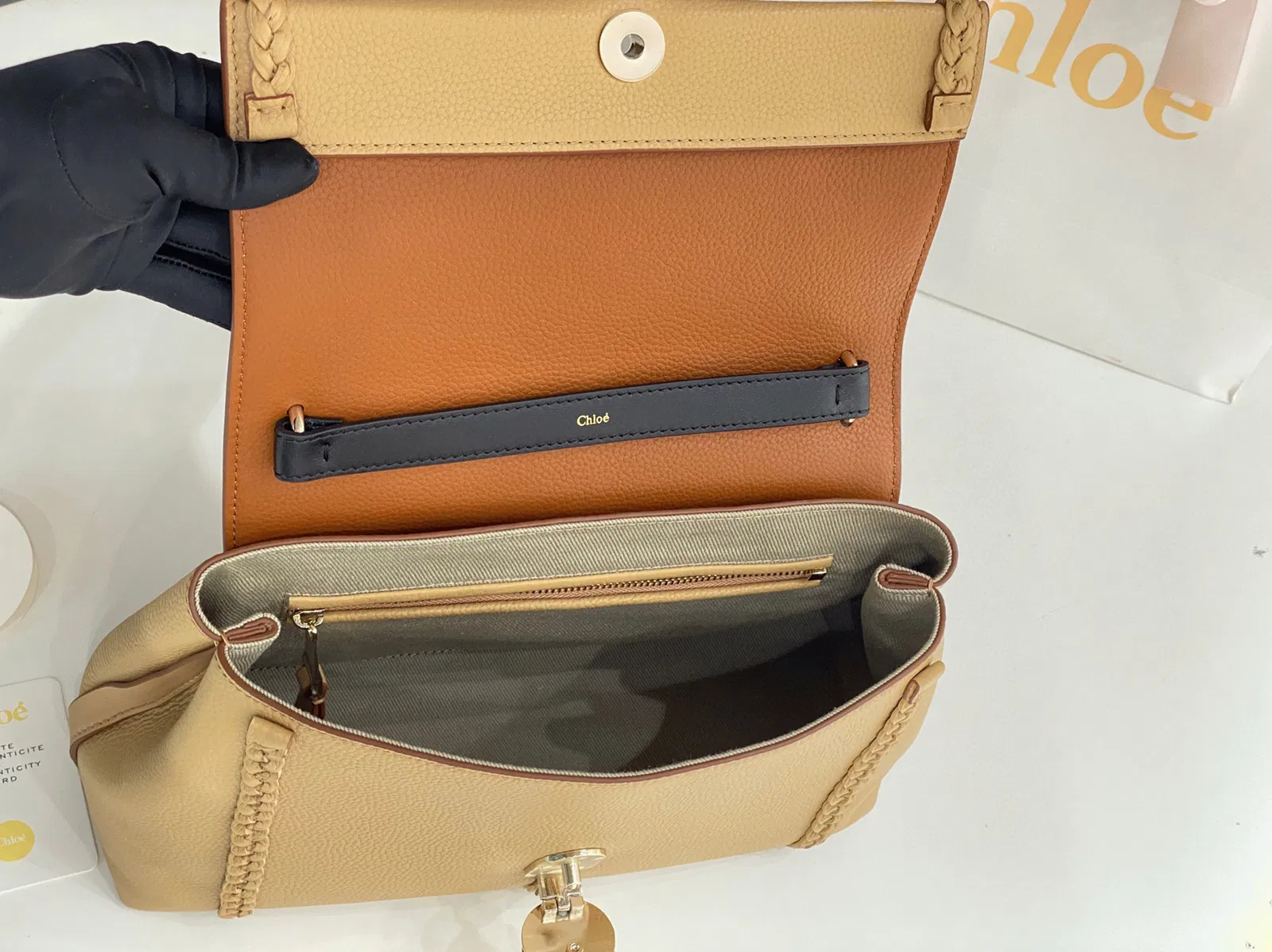 Top Quality Replica Chloe Penelope Medium Shoulder Bag in Beige Grained Calfskin — image 3