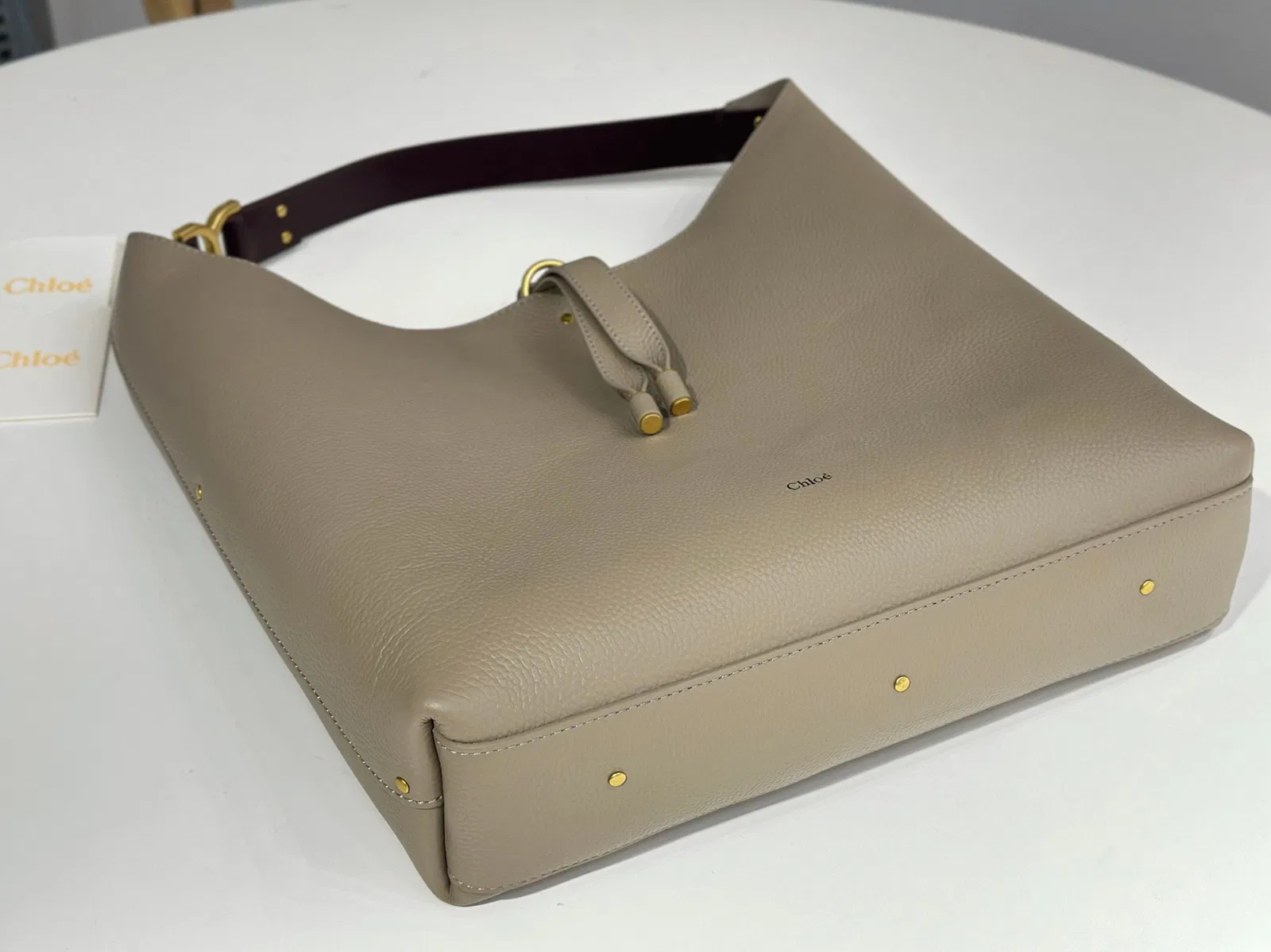 Top Quality Fake Chloe Marcie Hobo Bag in Grey Grained Leather — image 10