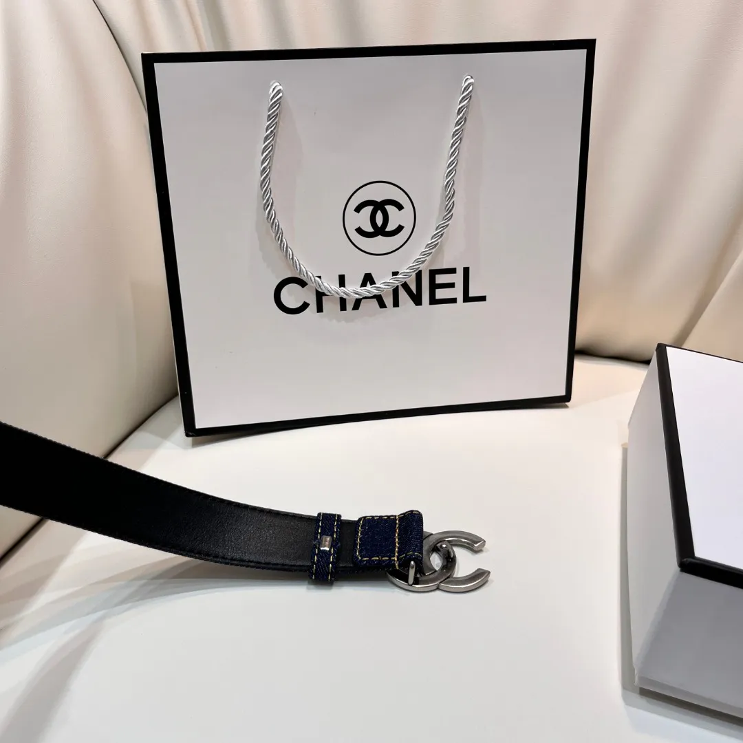 CHANEL Pre-Owned 1990s CC Turn-lock denim belt — image 6