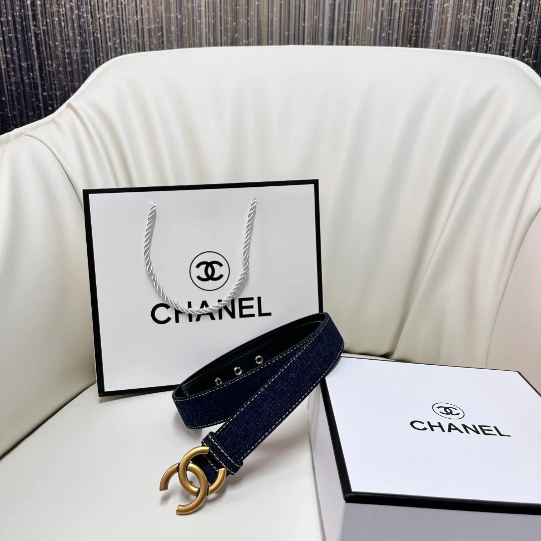 CHANEL Pre-Owned 1990s CC Turn-lock denim belt — image 6