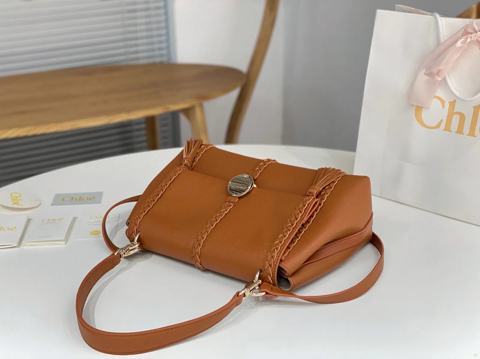 Top Quality Fake Chloe Penelope Medium Shoulder Bag in Brown Grained Calfskin — image 4