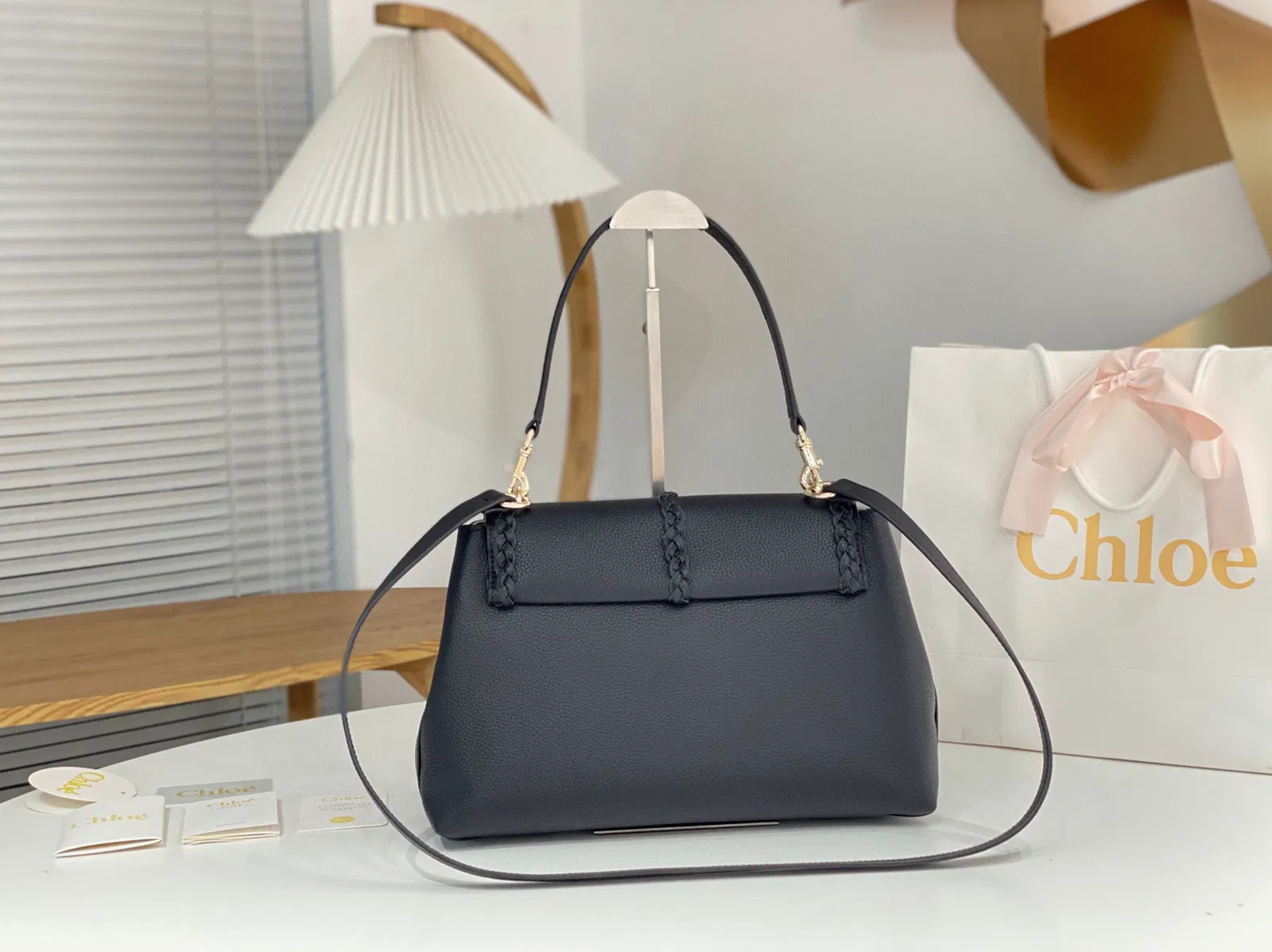 Top Quality Knockoff Chloe Penelope Medium Shoulder Bag in Black Grained Calfskin — image 6