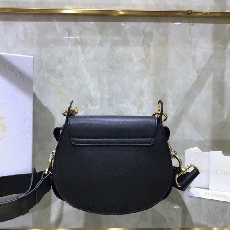 Top Quality Knockoff Chloe Small Tess Shoulder Bag In Black Calfskin — image 10