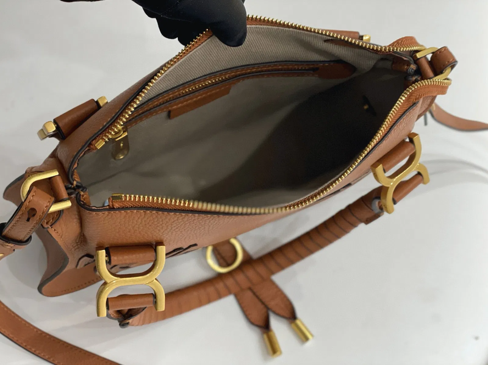 Top Quality Replica Chloe Marcie Small Double Carry Bag in Blue Grained Leather — image 6