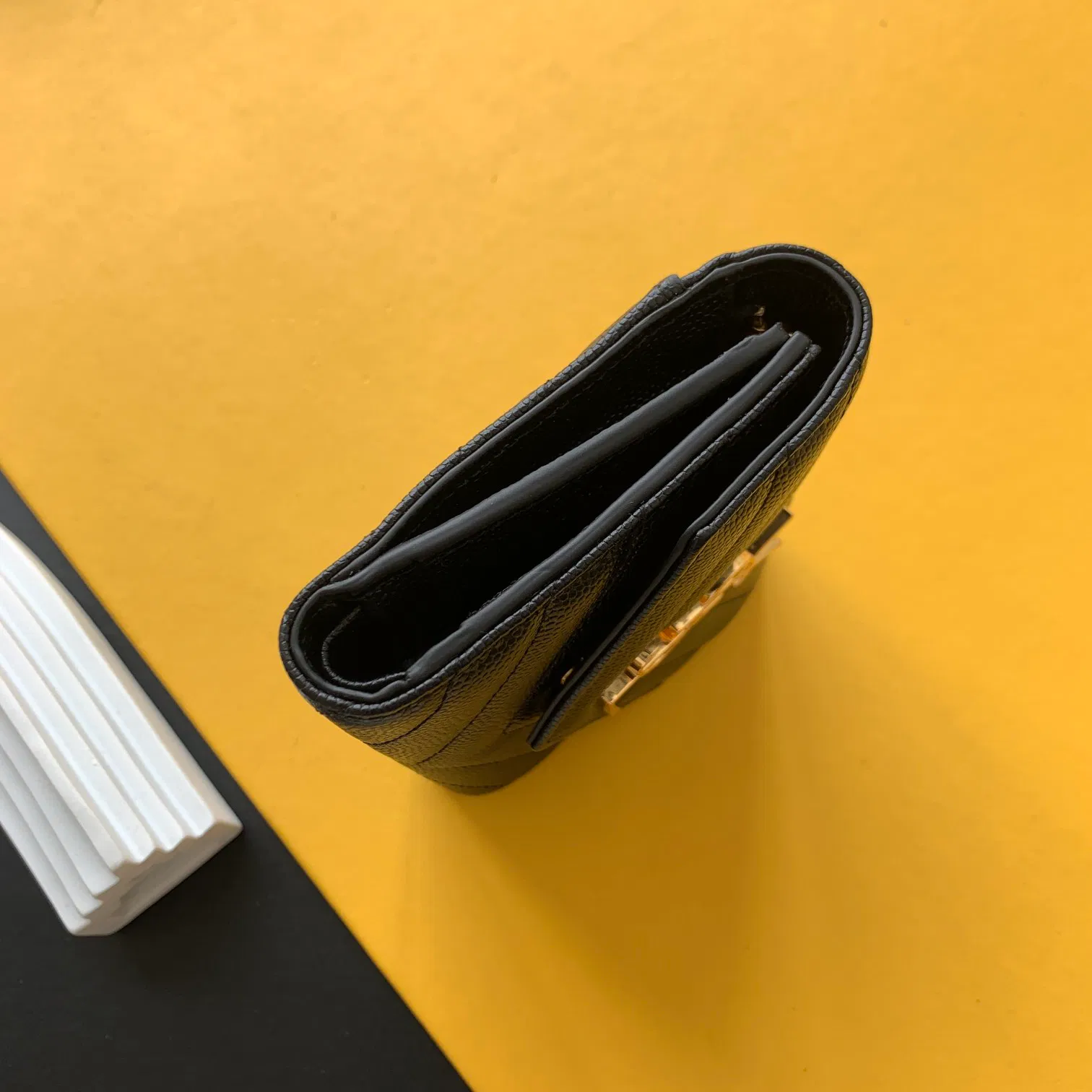 CASSANDRE MATELASSÉ COMPACT TRI FOLD WALLET IN GRAIN DE POUDRE EMBOSSED LEATHER — image 8