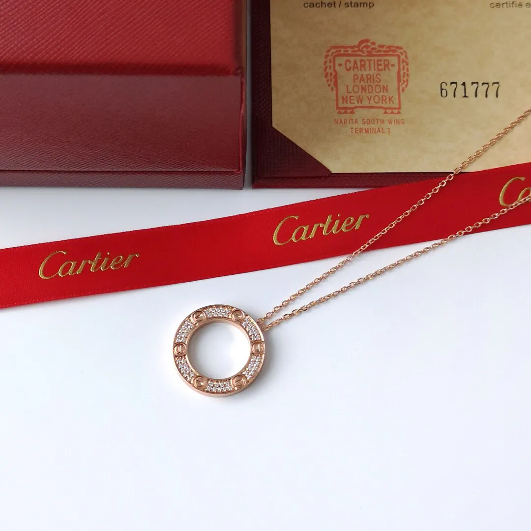 Cartier Love Rose Gold Diamonds Necklace — image 3